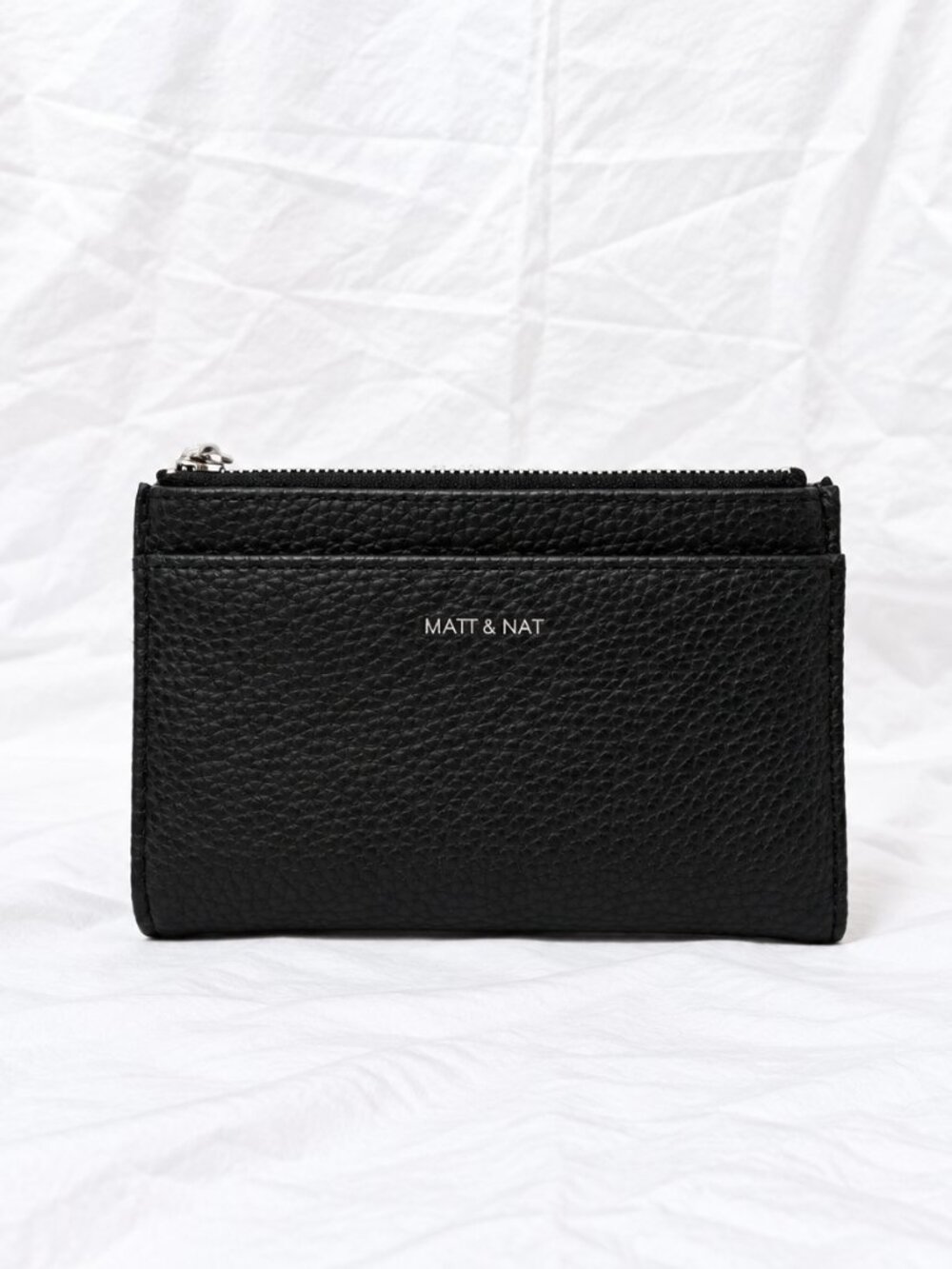 Matt & Nat Black Pebbled Vegan Leather Zip Wallet
